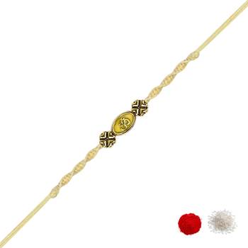 Om rakhi with roli chawal & rakshabandhan card for men/bro/brother  3