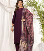Purple muslin kurta set with ajrakh dupatta