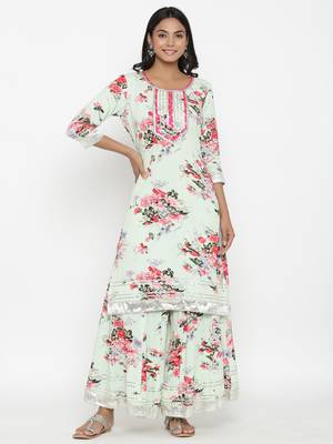 Floral printed sharara set 2