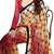 Wama Fashion Cream and Red Chess Saree