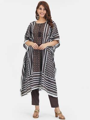 Muslin printed kaftan set 1