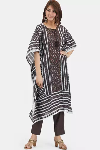 Muslin printed kaftan set
