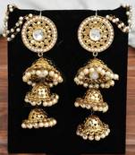 White mehendi polish three layer antique earring