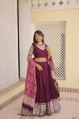 Wine Trending Navratri Viscose Lehenga Choli With Gajji Silk Dupatta 1