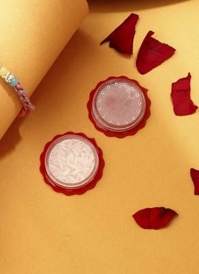 Silver Plated Krishna Thread Rakhi with Kum-Kum Chawal 3