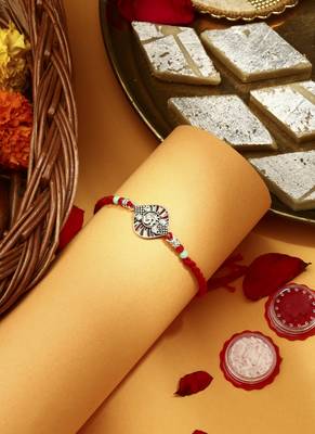 Silver Plated Om Thread Rakhi 1