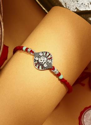 Silver Plated Om Thread Rakhi 2