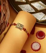 Gold Plated Mahadev Thread Rakhi with Kumkum & Chawal