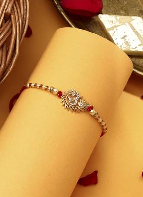 Om rakhi with american stone studs 3