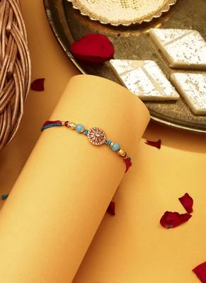 American Diamond Stone Studded Thread Rakhi 1