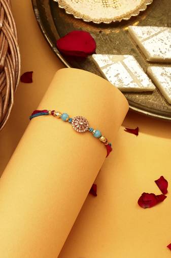 American Diamond Stone Studded Thread Rakhi