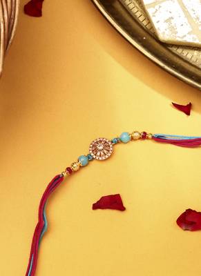 American Diamond Stone Studded Thread Rakhi 3