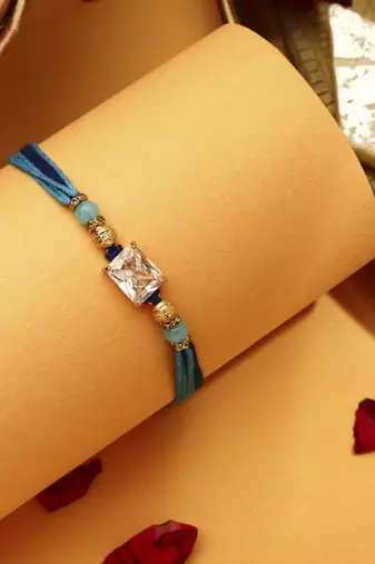 Basic American Diamond Stone Studded Thread Rakhi