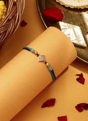 American Diamond Stone Studded Thread Rakhi 1