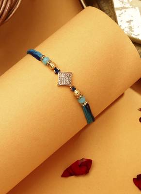 American Diamond Stone Studded Thread Rakhi 2