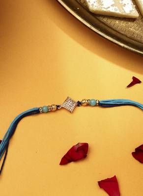 American Diamond Stone Studded Thread Rakhi 3