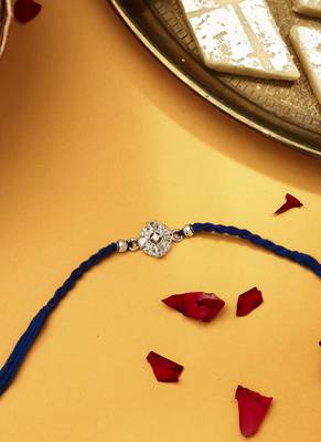 American Diamond Stone Studded Thread Rakhi 3