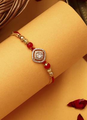 American Diamond Stone Studded Thread Rakhi 1