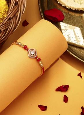 American Diamond Stone Studded Thread Rakhi 2