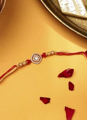 American Diamond Stone Studded Thread Rakhi 3