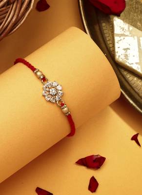 American Diamond Stone Studded Thread Rakhi 1