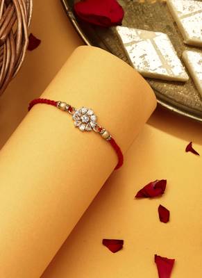 American Diamond Stone Studded Thread Rakhi 2