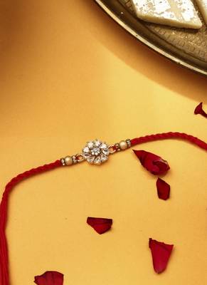 American Diamond Stone Studded Thread Rakhi 3