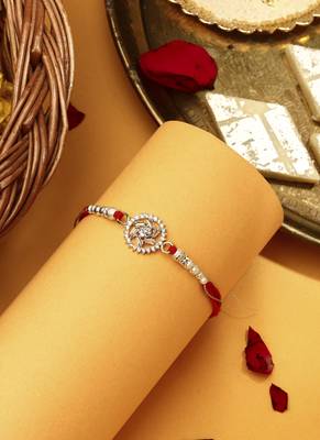 American Diamond Stone Studded Thread Rakhi 1