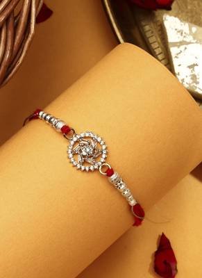 American Diamond Stone Studded Thread Rakhi 2