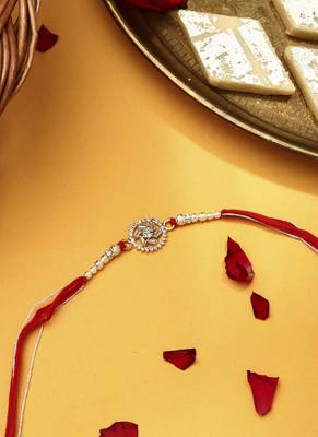 American Diamond Stone Studded Thread Rakhi 3