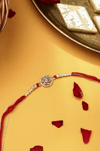 American Diamond Stone Studded Thread Rakhi