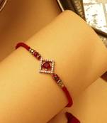 Red & white american stone studded rakhi