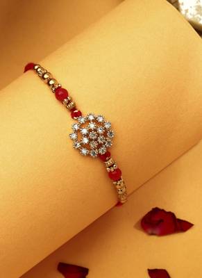 American Diamond Stone Studded Thread Rakhi 1