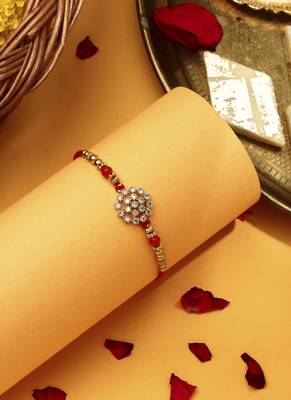 American Diamond Stone Studded Thread Rakhi 2