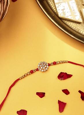 American Diamond Stone Studded Thread Rakhi 3
