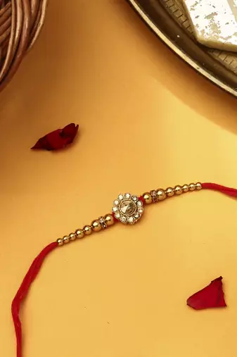 Gold Stone Studded Rakhi