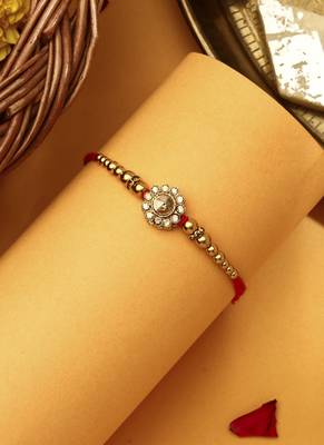 Gold Stone Studded Rakhi 3