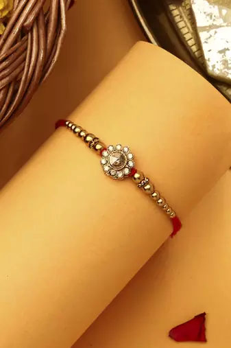 Gold Stone Studded Rakhi