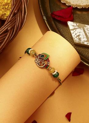 Peacock rakhi with meenakari work 2