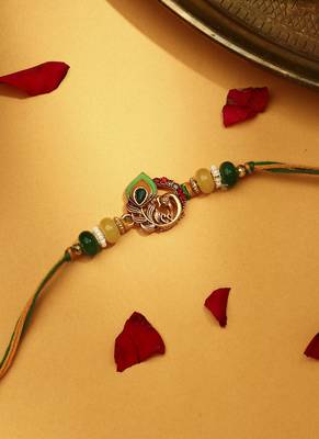 Peacock rakhi with meenakari work 3