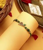 Om with flute & peacock feature rakhi