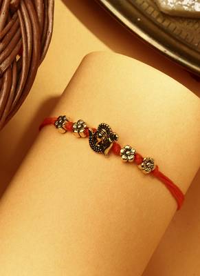 Gold Plated Ganesh Thread Rakhi 2
