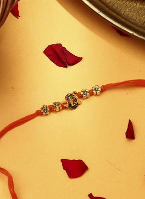 Gold Plated Ganesh Thread Rakhi 3