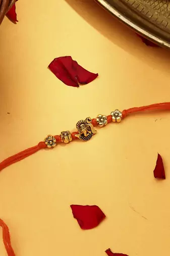 Gold Plated Ganesh Thread Rakhi