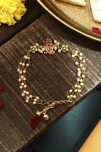 Krishna motif rakhi & radha krishna bracelet set - bhaiya bhabhi rakhi