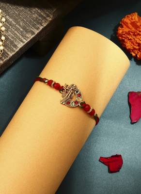 Krishna motif rakhi & radha krishna bracelet set - bhaiya bhabhi rakhi 3