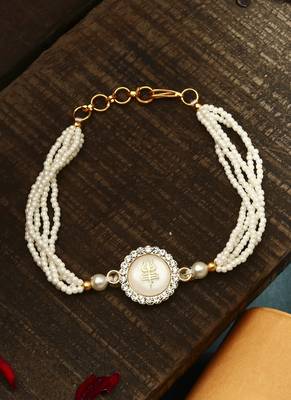 White stone with trishula bhaiya bhabhi rakhi set 2