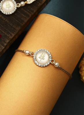 White stone with trishula bhaiya bhabhi rakhi set 3