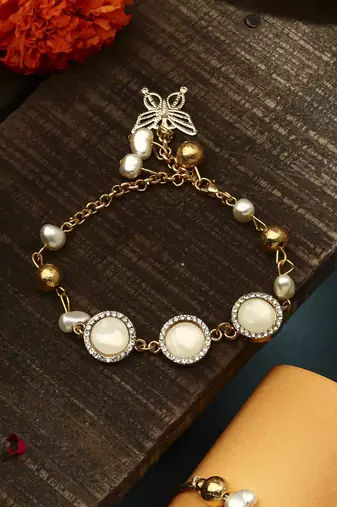 Grey stone studded bhaiya bhabhi rakhi set