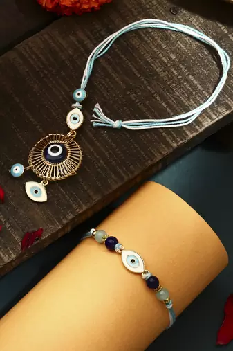 Evil eye bhaiya bhabhi rakhi set